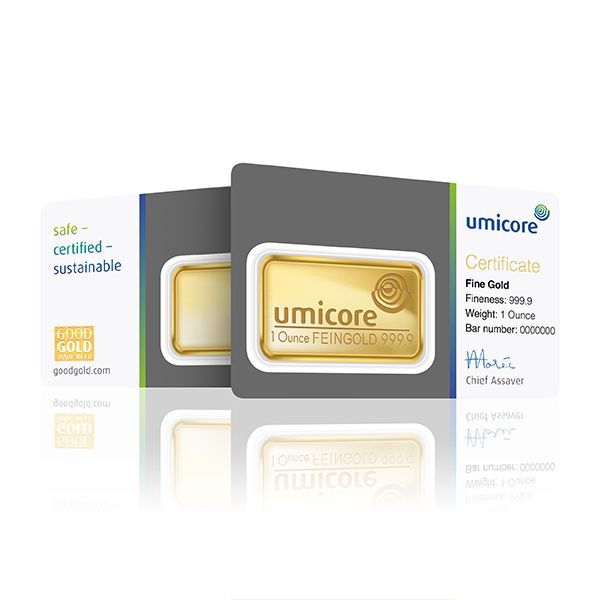 1 Ounce Umicore Investment Gold Bar (999.9)