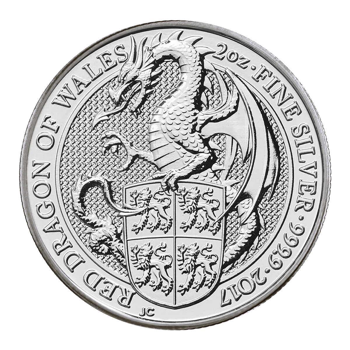 2 Ounce Silver Queens Beasts Red Dragon Of Wales (2017)