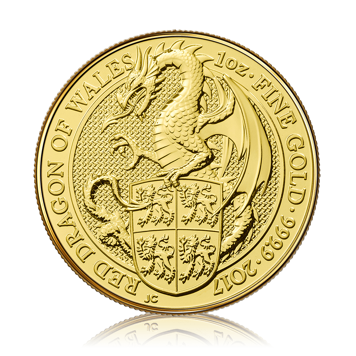 1 Oz Gold Queen's Beast Red Dragon Of Wales (2017)