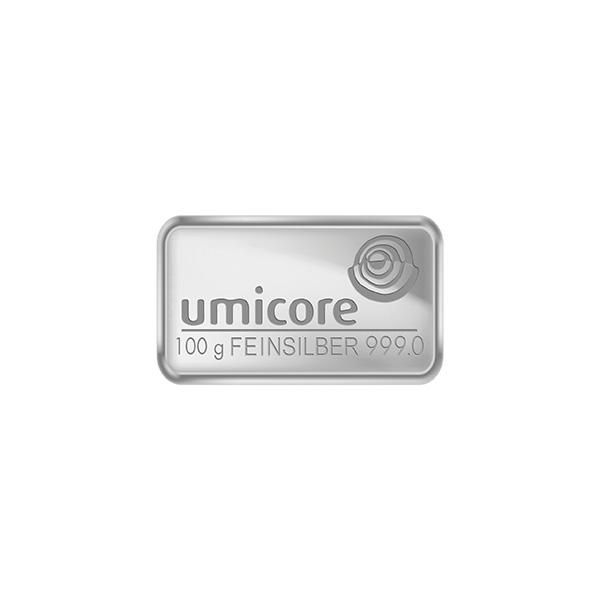 100g Umicore Investment Silver Bar (999)