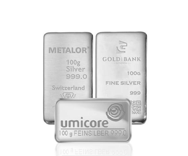 100g Investment Silver Bar (Mixed Brands) (999)