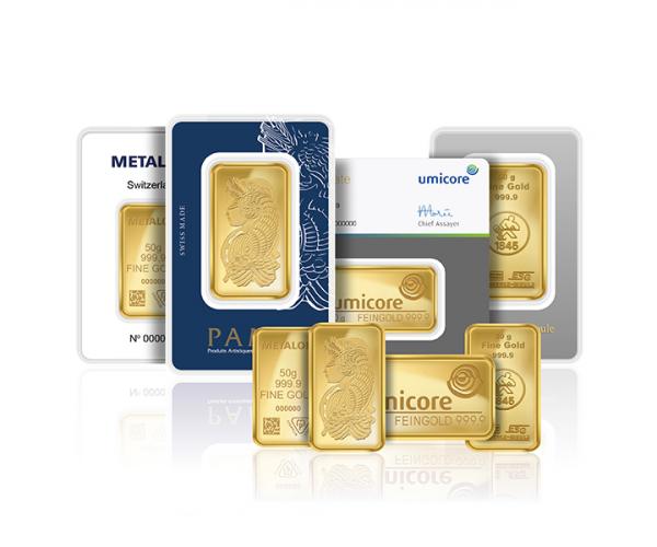 50g Mixed Brands Investment Gold Bar (999.9)