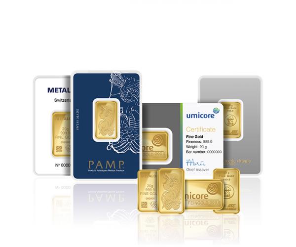 20g Mixed Brands Investment Gold Bar (999.9)