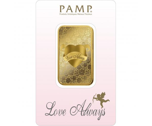 1 Ounce PAMP Investment Gold Bar Love Always  (999.9)