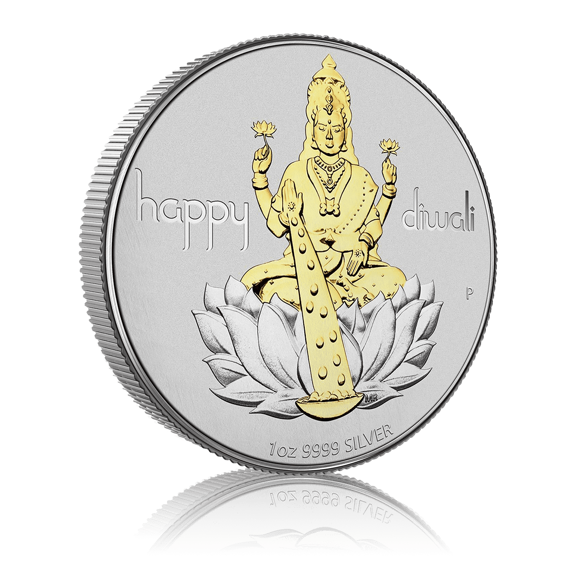 1 Oz Diwali Laxmi Gilded Medallion Silver Coin Gift Set