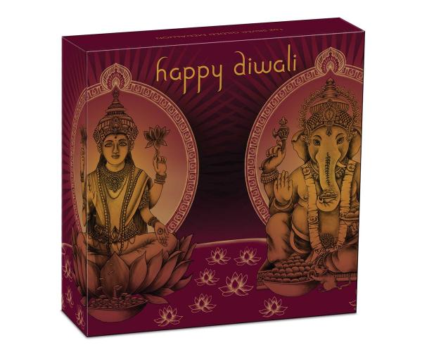 1 Oz Diwali Silver Gilded Medallian Coin Box Set