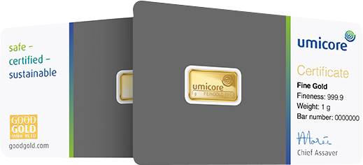 1g Umicore Investment Gold Bar (999.9)